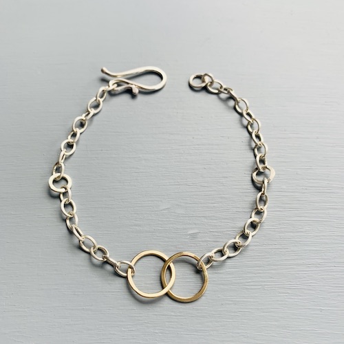 14kt Gold Interlocking Bubbles with Sterling Silver Bracelet