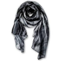 Marbled silk scarf Black grey and white
